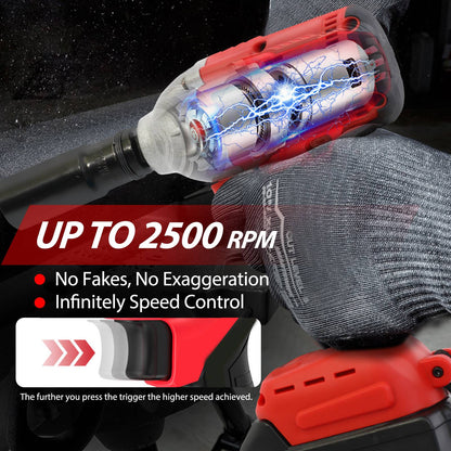 Chave de Impacto Sem Fio 1000 N.m (740 ft-lbs) Brushless Elétrica de Alto Torque com Baterias de 1500 mAh 20 V Carregador Rápido para Carro e Caminhão