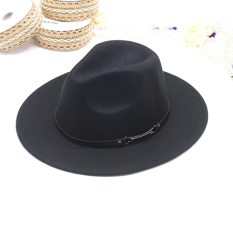 Men's fedora hat Men's and women's universal solid color fedora hat Women's 10 color wide brim jazz hat Autumn and winter Britis