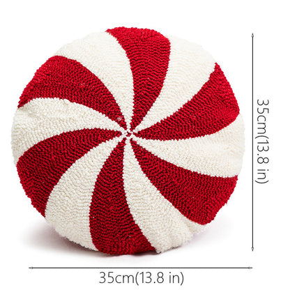 Christmas Candy Pillow with Stuffing Fluff Knitted Throw Pillow for Car Sofa Bedroom Decorating