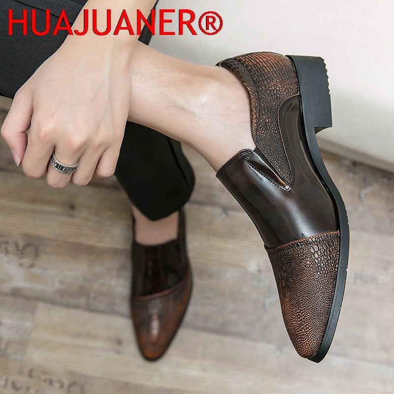 Luxury Crocodile Pattern Men Business Loafers Big Size Fashion Leather Comfortable Designer Wedding Social Formal Platform Shoes