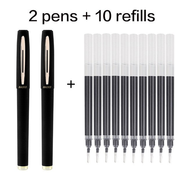 Baoke 0.5/0.7/1.0mm Large Capacity Signature Set Antibacterial Pen Black Carbon Office Neutral Roller Ball Pen Business Refill