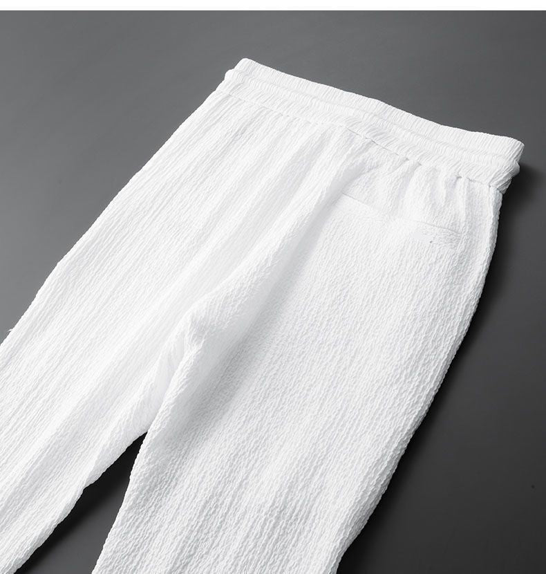 Men Suit Drawstring Pants Blazers Men's Sets Tracksuit Spring Autumn Pleated Suits Thin Casual Outfits Black White Single Button