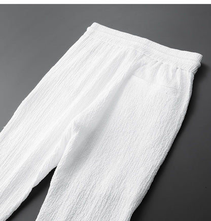 Men Suit Drawstring Pants Blazers Men's Sets Tracksuit Spring Autumn Pleated Suits Thin Casual Outfits Black White Single Button