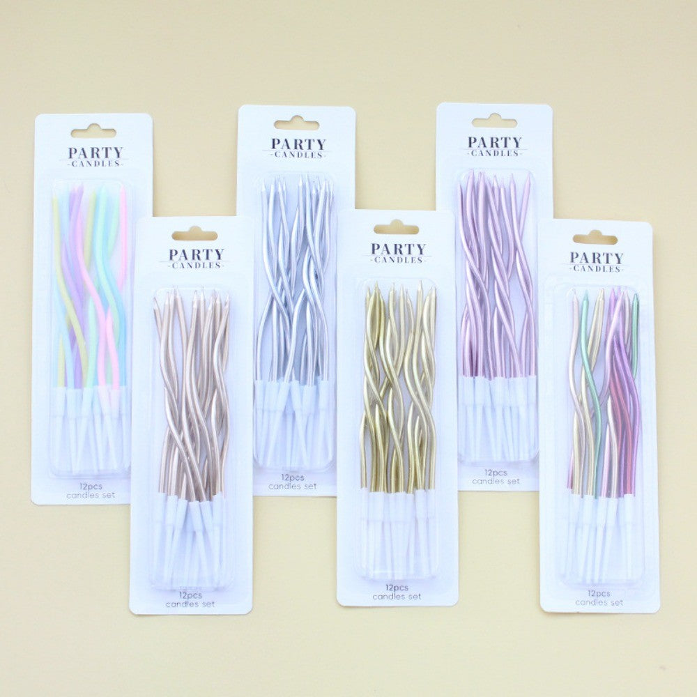 6/12/48pcs Birthday Candles Spiral Cake Candles  Long Thin Cake Candles For Wedding Party And Cake Decoration