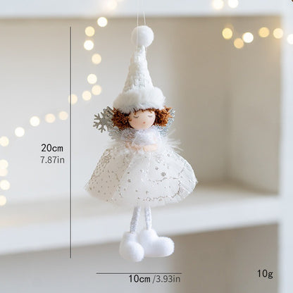 Christmas mesh skirt antlers angel girl doll pendant Christmas tree decoration small pendant children New Year gift