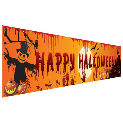 Happy Halloween Banner 250cm Long Hanging Halloween Banner with Pumpkin Terror Bloody Handprint Decor for Yard Indoor Outdoor