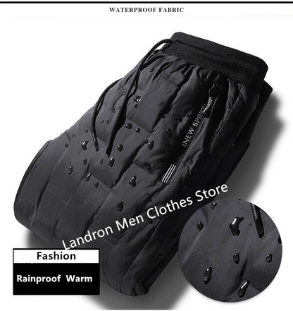 Calças Masculinas de Pena de Pato para Exterior, Acolchoadas, Inverno, 8GG, 7GG, 6GG, Jogger, Quente, Impermeável, Térmica, Tamanhos Grandes, Roupas Resistentes ao Frio