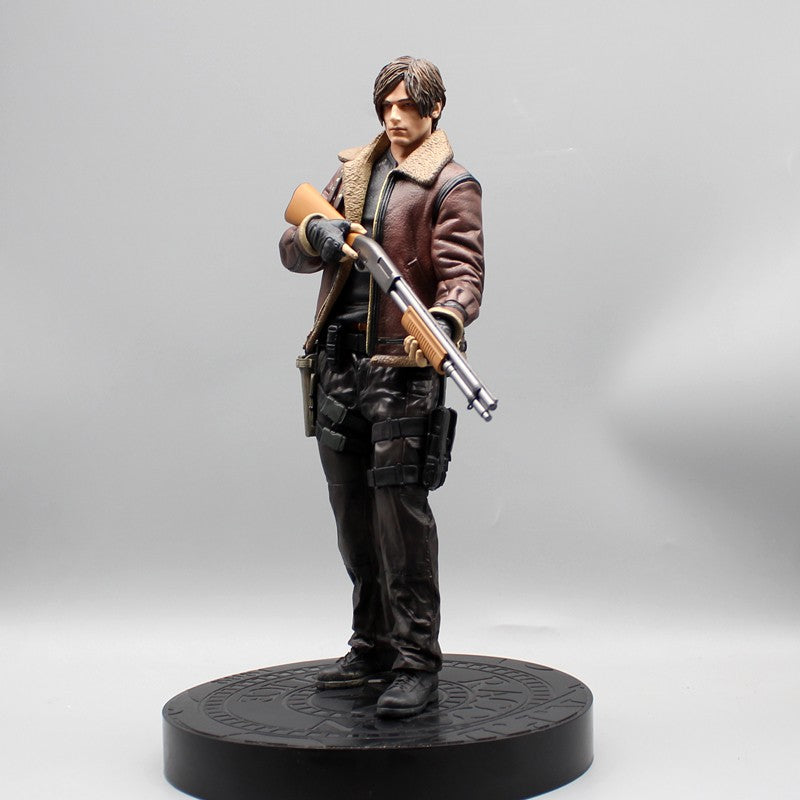 33cm Leon Zombie Hunter Couro Leon Anime Figura Coleção Meninos Modelo de Ação Boneca Decoração de Mesa Gk Grande Estátua Brinquedos Presentes