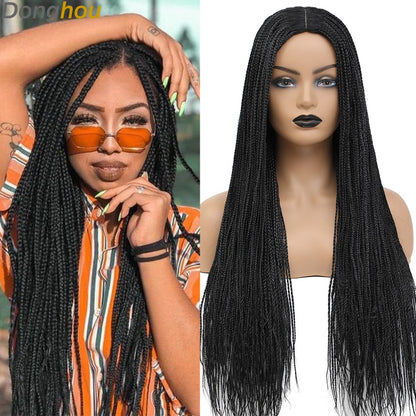 Novo estilo Ombre Box Braided Wigs para mulheres, peruca trançada, peruca com couro cabeludo falso, atacado de perucas Perruque Longue Synthétique Braiding Hair Wig