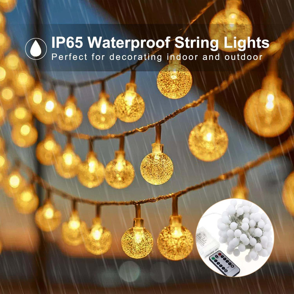 Outdoor Christmas LED String Lights - Waterproof Solar-Powered Decor - Perfect for Garden, Courtyard, Wedding & Terrace