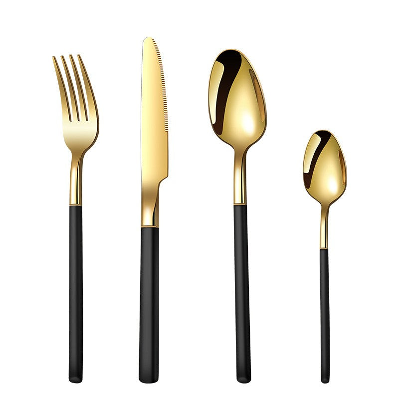 Cutlery set Thickening and widening high-grade 304 stainless steel tableware Knight knife fork spoon tableware set dinnerware