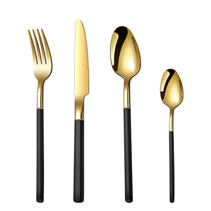Cutlery set Thickening and widening high-grade 304 stainless steel tableware Knight knife fork spoon tableware set dinnerware
