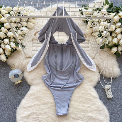Bunny Complete Maid Cosplay Costume Set Ruffle Cosplay Vacation Halloween Outfit Halter Dress Set Outfit Costume Play Occasions