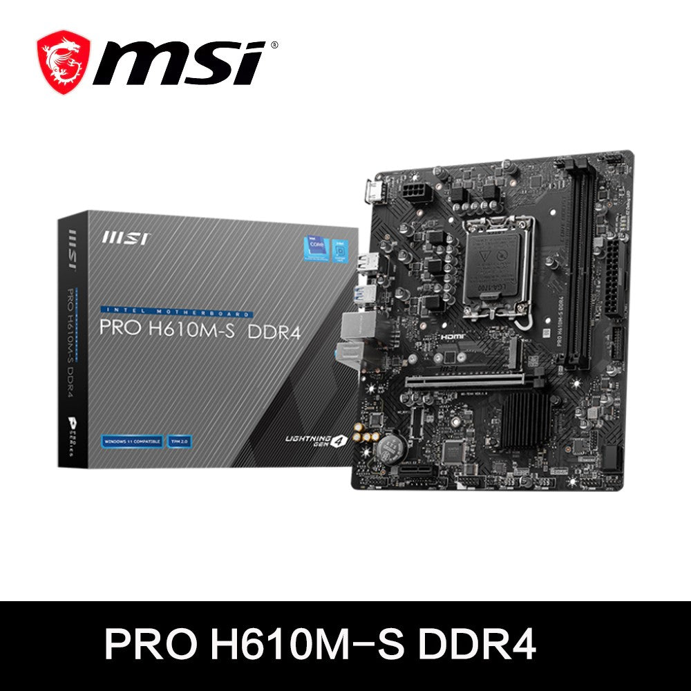 MSI PRO H610M-S DDR4 INTEL H610 Support Intel Core 14th/13th/12th Gen Processors Pentium Gold and Celeron LGA 1700 motherboard