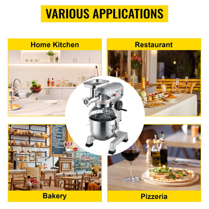 SucceBuy 20Qt Commercial Electric Stand Food Mixer 1100W Professional Kitchen Dough Mixer Bread Pastry Kneading Whipping Machine