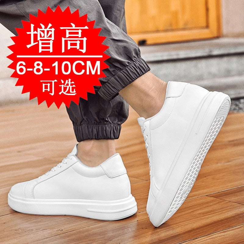 Heightening Casual Shoes Fashion PU Leather Elevator Shoes for Men 6cm 8cm 10cm Invisible Height Increase White Sneakers Cortex