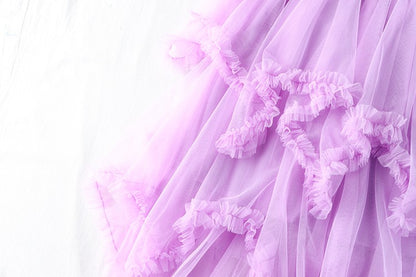 TIGENA Tutu Tulle Long Skirt for Women 2023 New Summer Korean Aesthetic Cute Irregular Mesh High Waist Maxi Skirt Female Purple