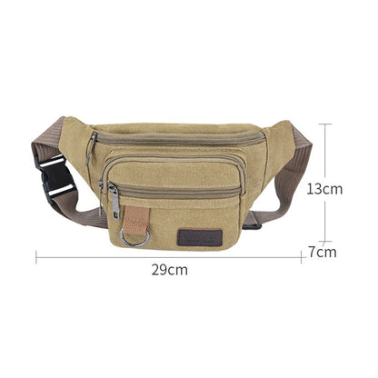 Thick canvas waist bag, outdoor leisure sports crossbody chest bag, men's portable change phone bag, multifunctional-A-DH