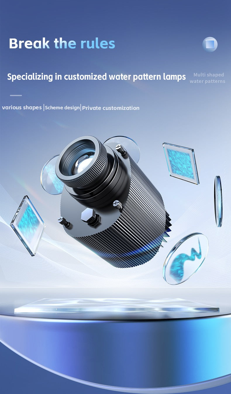 Square Water Ripple Projector Dynamic Water Ripple Logo Indoor Ground Corridor Outdoor Atmosphere Lighting Waterproof Projection