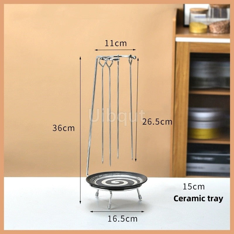 Kebab Barbecue Rack BBQ Cookware Roaster Rack Grill Vertical Stand Spanish outdoor BBQ Skewer Rack for Picnic Party Meat Sausage