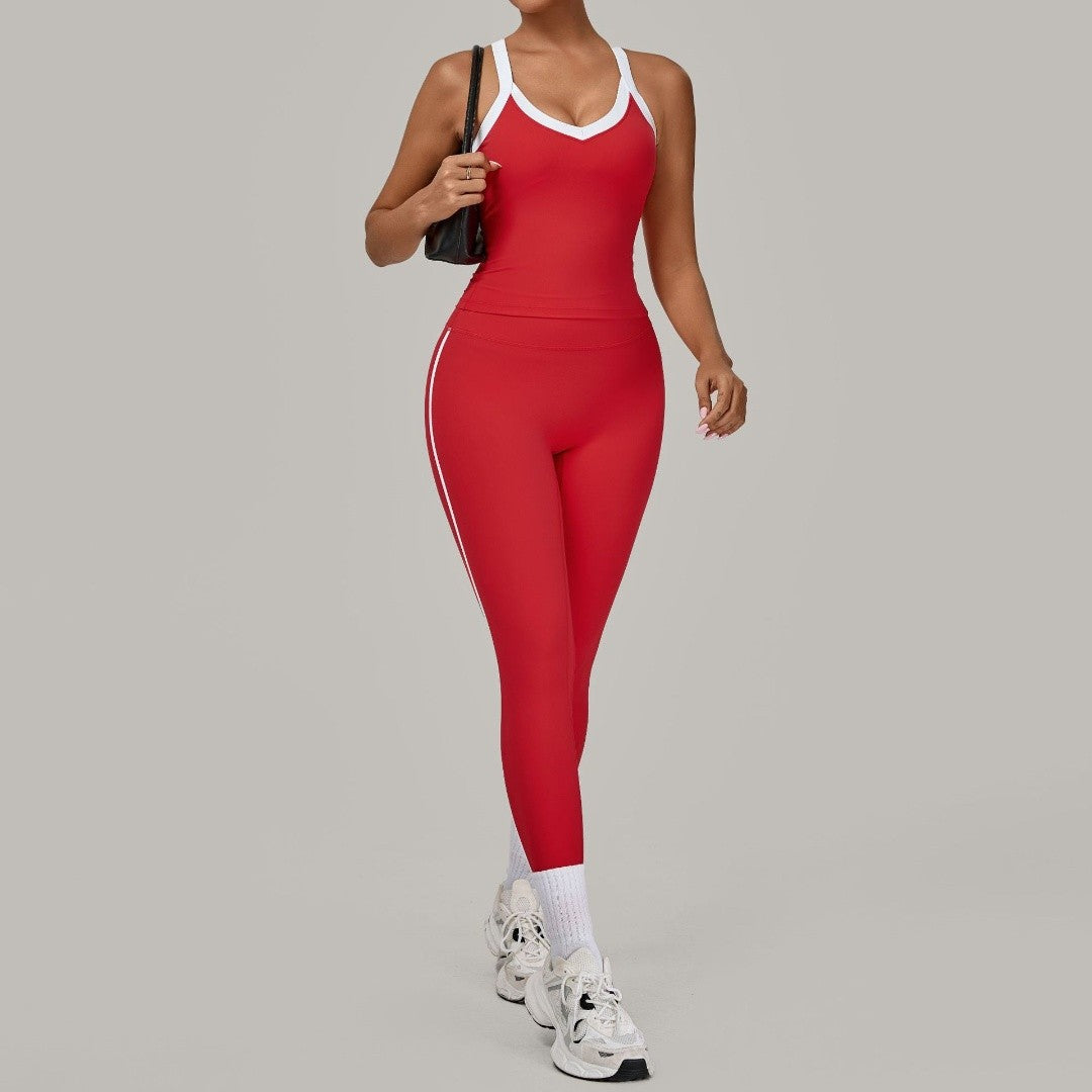 Yoga Suit Sports Fitness High Waist Peach Hip Tight Removable Padding Sports Bra Outfit Running Workout Clothes Gym Leggings Set