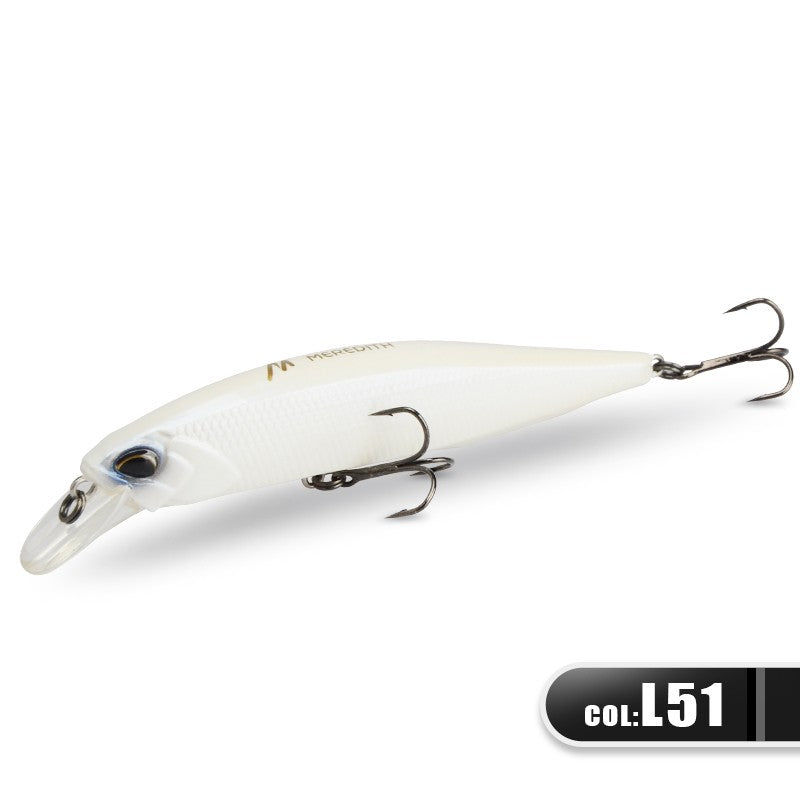 MEREDITH JERK MINNOW 100F 14g Flutuante Wobbler Isca de Pesca 24 Cores Isca Minnow Isca Dura Qualidade Profissional Profundidade0.8-1.0m