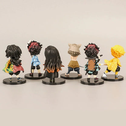 Q Posket Figure Atacado Demon Slayer Mini Estatueta 5Pcs 10Pcs 12Pcs 15Pcs Conjuntos Kimetsu No Yaiba Pequenas Bonecas de PVC Decoração de Mesa