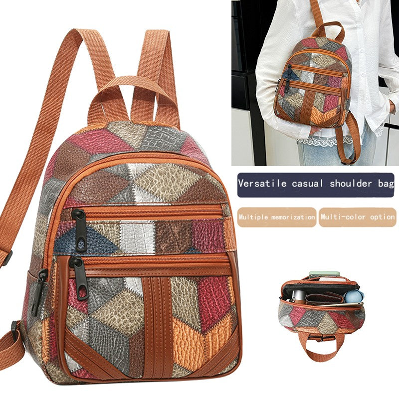 Mochilas Duráveis de Ombro Masculinas e Femininas - Mochila Casual Moderna Estilo Patchwork Versátil para Viagem