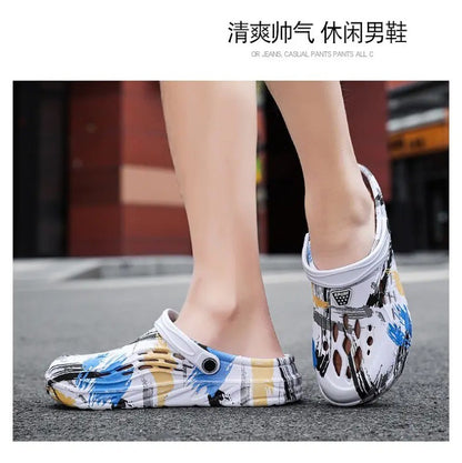 Men's Summer Camouflage Graffiti Sandals Garden Clogs Shoes Men Outdoor Beach Anti-skid Slippers Indoor Home Shoe big size 45-49