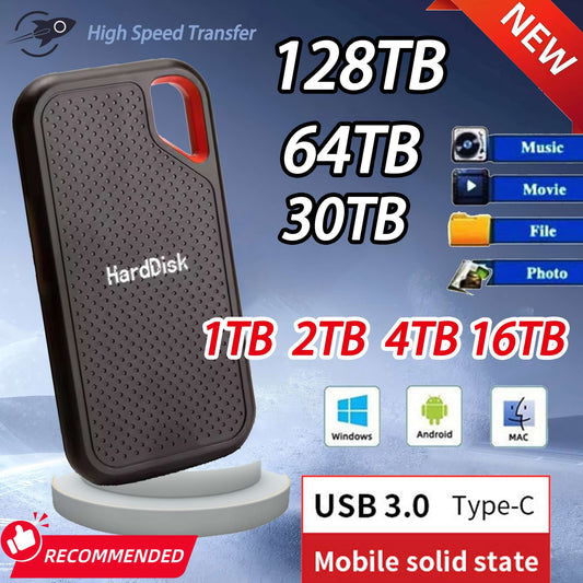 Huge Capacity External Solid-State Drive 2TB/4TB/256TB Portable Hard Disks Type-C USB3.1 Fast Transfer SSD for Desktop/PC/Mac