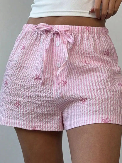 Sexy pink shorts, summer vacation style beach pants, polyester wide leg hot pants for women