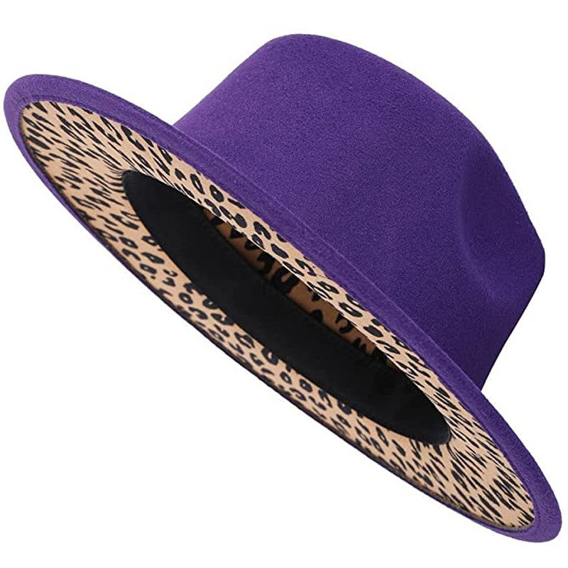 Two Tone Fedoras Jazz Hats Cowboy Hats for Women and Men Leopard Bottom Wool Felt Party Church Dresses Hat Wholesale ?????