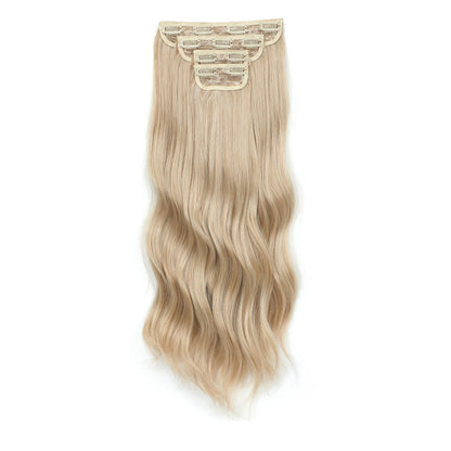 Apliques de cabelo sintéticos ondulados loiros 27/613 de 61 cm (24 polegadas) com presilhas brancas, 4 peças/lote, 220g, fibra resistente ao calor