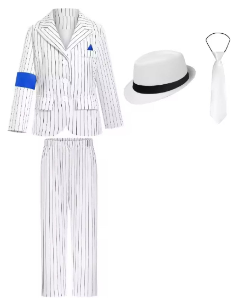 Jackson Performance Cosplay Suit White Striped Blazer Set Stage Show Iconic Bold Concert Tribute Look