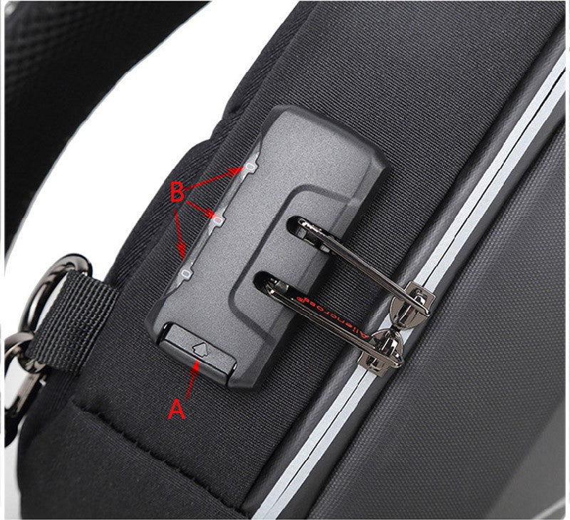 Anti-theft Combination Lock Chest Packs With USB Charging Port Fashion Business Men's Crossbody Bag Travel Storage Shoulder Bag