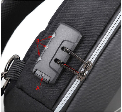 Anti-theft Combination Lock Chest Packs With USB Charging Port Fashion Business Men's Crossbody Bag Travel Storage Shoulder Bag