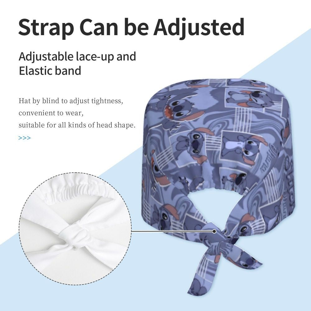 Custom Retro Cartoon Cleaning Working Cap Comfortable  Stitch Ohana Scrub Cap Surgicals Hat Nurse Scrubs Hat For Dentist