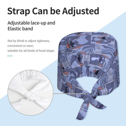 Custom Retro Cartoon Cleaning Working Cap Comfortable  Stitch Ohana Scrub Cap Surgicals Hat Nurse Scrubs Hat For Dentist