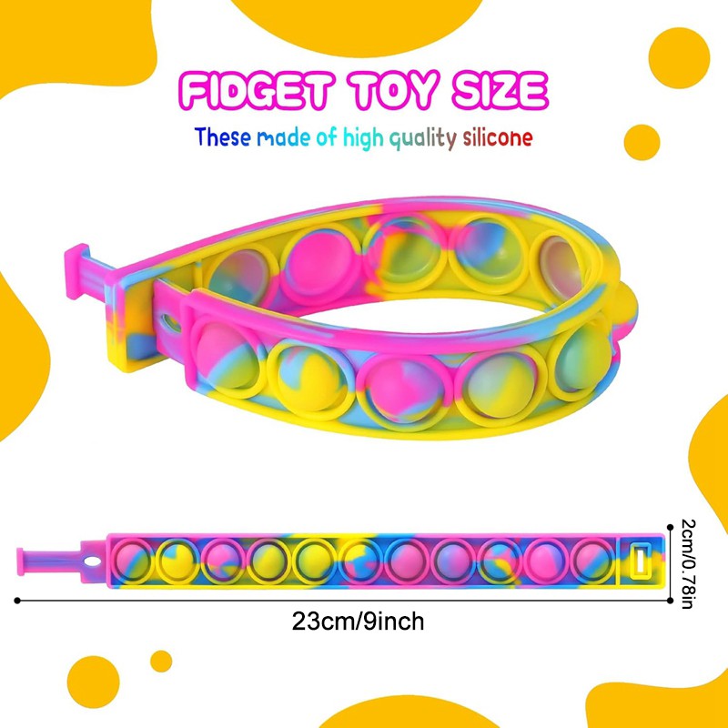 12Pcs Pop Bubble Bracelets Kids Fidget Sensory Toys Gift Children Birthday Party Favors Goodie Bag Pinata Filler Stress Relief