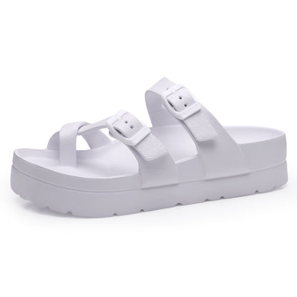 Shevalues Comfy Casual Women Slippers With Adjustable Buckle Soft Outdoor Beach Sandals Fashion Shoes Platform Women Sandals