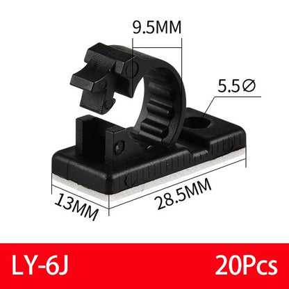 20PCS Self-Adhesive Cable Organizer Clips Management Wire Holder USB Winder Desktop Line Clamp Sticky Adjustable LY-4/6/8 Black