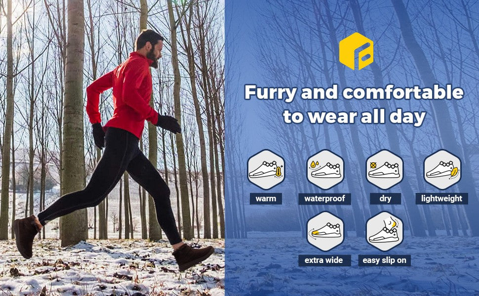 Fitville Men's Boots Winter Wide Version Outdoor Lightweight Snow Boots Men's Waterproof & Non-Slip Thick Warm Thick Fur