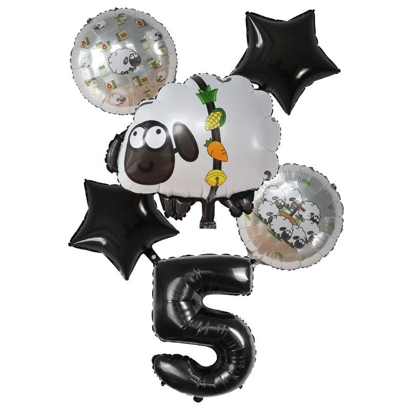 6pcs White Head sheep Foil Balloons Children's birthday party decor Baby Shower wedding marriage room balloons