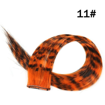 Aplique de Cabelo Sintético 18" Longo Liso Feminino de Alta Temperatura Clip In Extensão de Cabelo Peruca de Pena Azul Rosa Colorido