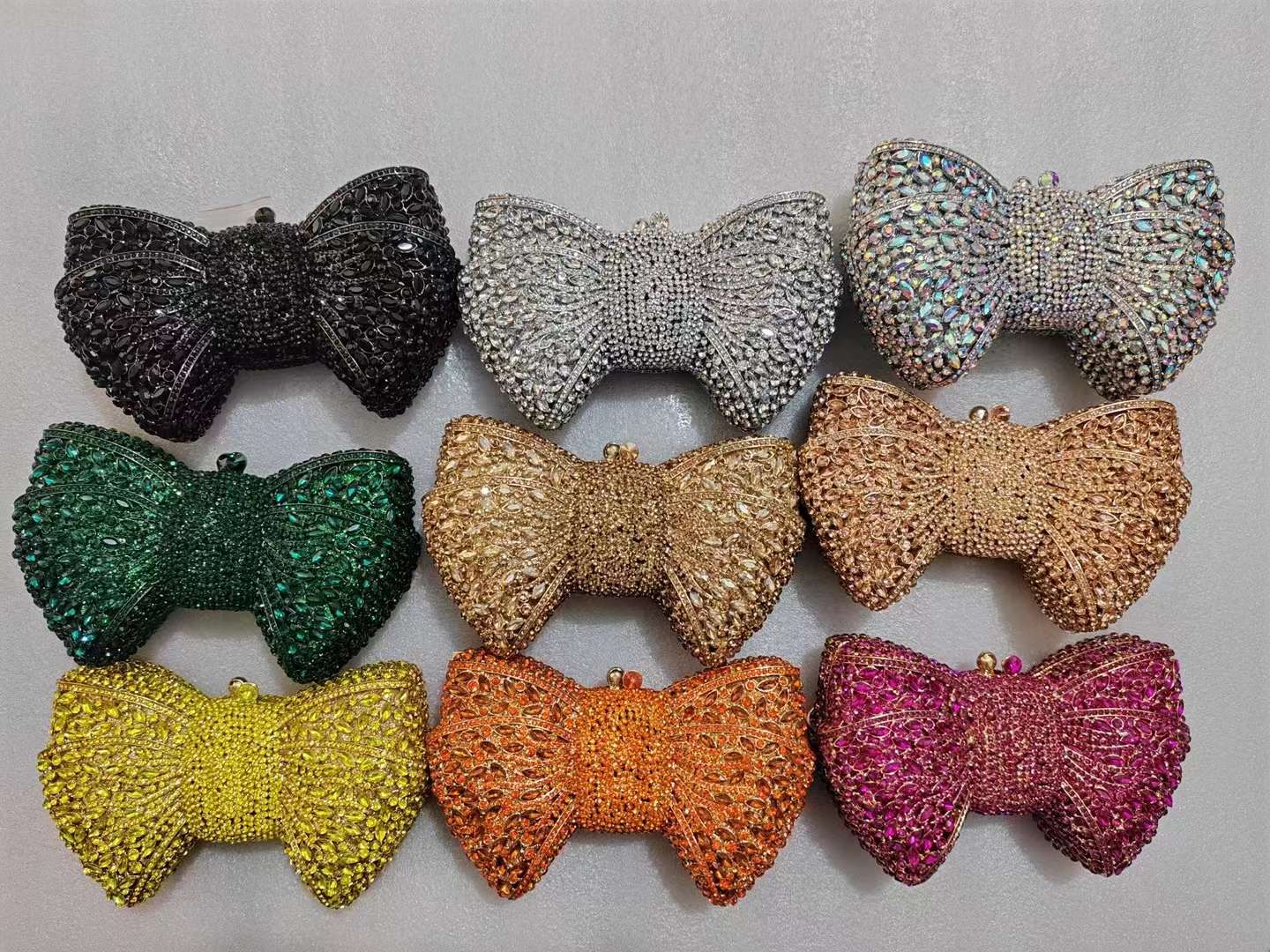 Newest Rhinestone Green/Black Clutch Purse Bow Luxury Diamond Women Red Evening Clutches Bags Wedding Bridal Bag Stones Handbags