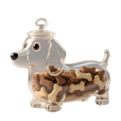Pote de Vidro Temático de Cachorro Dachshund Fofo Recipiente de Armazenamento de Alimentos Pote de Lanche com Vedação na Tampa Vasilha para Petiscos de Cachorro