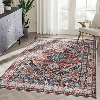 VIKAMA British Retro Carpet-Soft,Skin-Friendly,Anti-Slip,Non-Detachable,Dirt-Resistant,Machine-Washable Living And Bedroom Decor