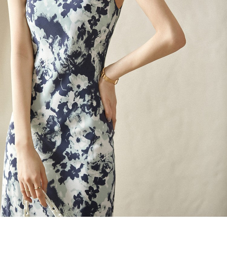 SENTUBILA Midi Print Slip Dresses Women 2025 Spring Summer Korean Fashion Sundre