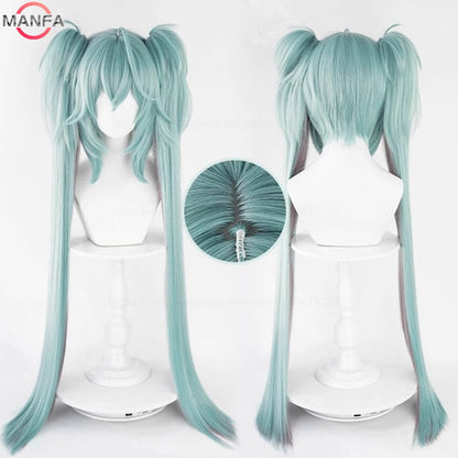 Miku Rascal Cosplay Wig 96cm Long Ponytails Wigs Heat Resistant Synthetic Hair Halloween Party Role Play Wigs+Wig Cap