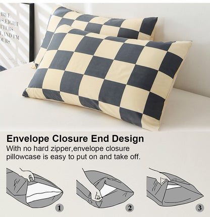 3pcs Checkered Pattern Print Duvet Cover Set, Soft Skin-Friendly Bedding Set Includes 1 Duvet Cover And 2 Pillowcases